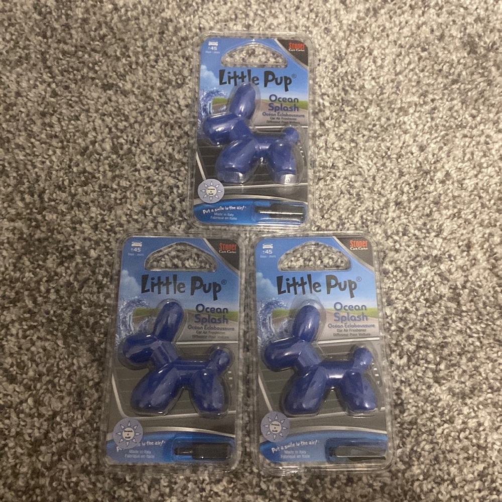 Little Pup Air Freshener Blue Ocean Splash Stoner Car Care set of 3 balloon dogs